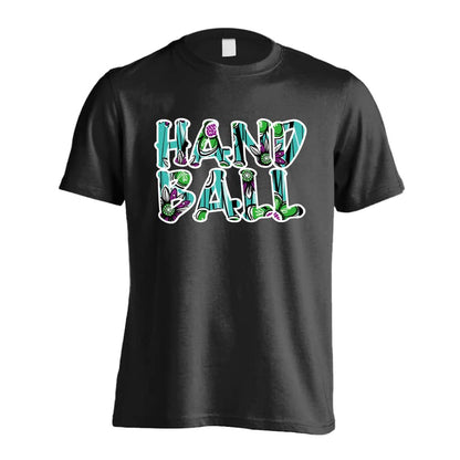 ハンドボール 北欧ファブリック風フラワーな HANDBALL 吸水速乾ドライTシャツ