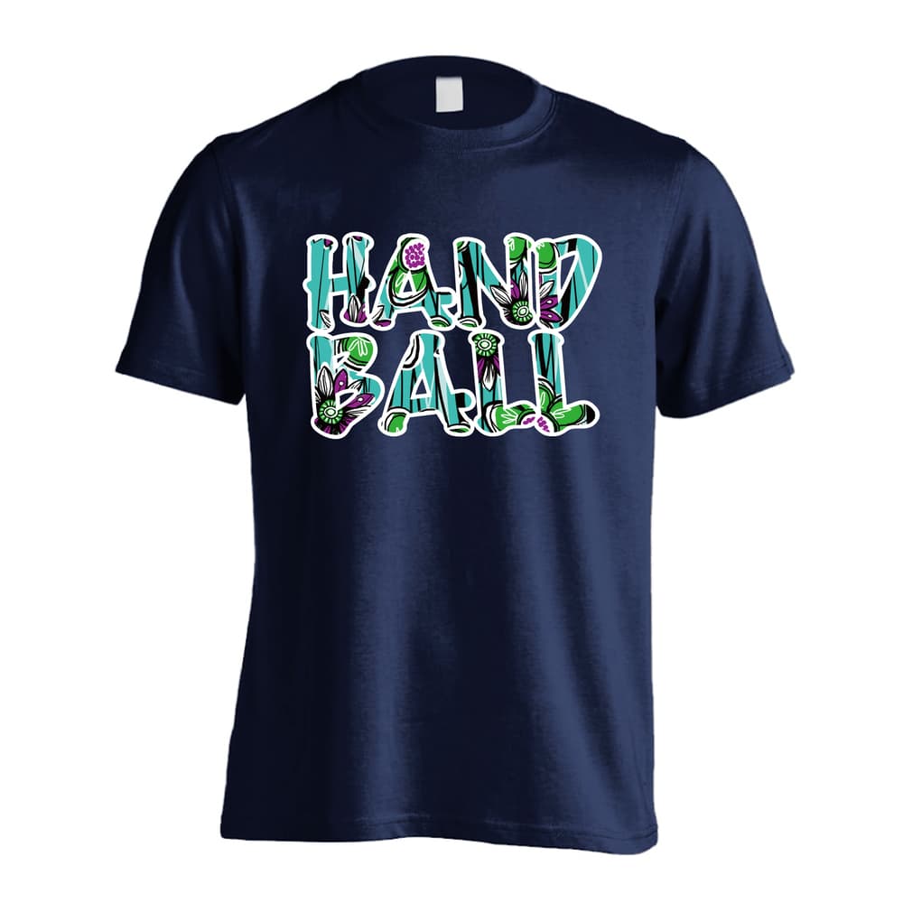 ハンドボール 北欧ファブリック風フラワーな HANDBALL 吸水速乾ドライTシャツ