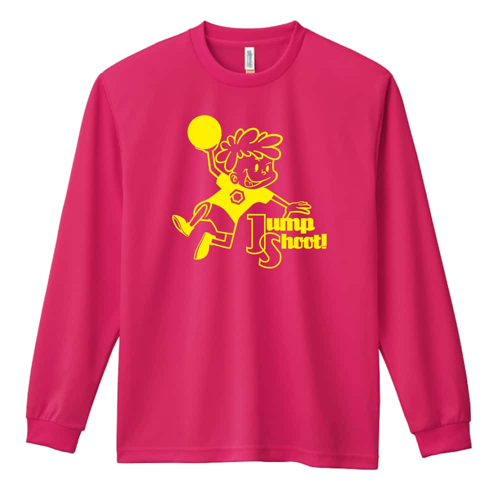 ハンドボール カートゥーン風 ジャンプシュート！ 吸水速乾ドライロングTシャツ
