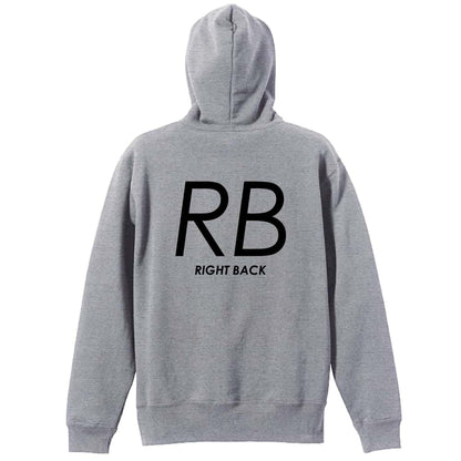 ハンドボール RB RIGHT BACK シンプルポジションロゴ 裏パイルジップパーカー