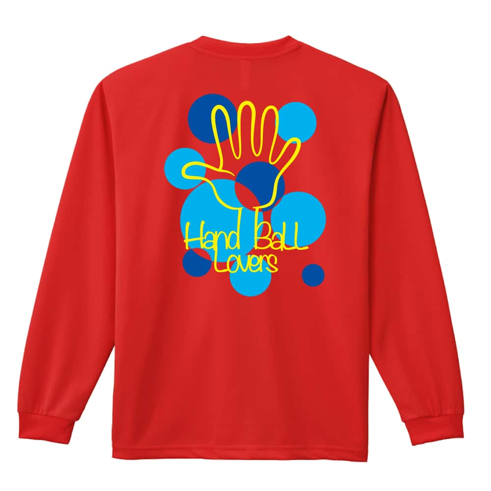 ハンドボール ポップなドット柄 Handball Lovers 吸水速乾ドライロングTシャツ