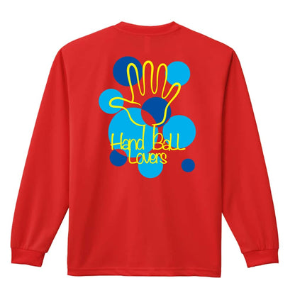 ハンドボール ポップなドット柄 Handball Lovers 吸水速乾ドライロングTシャツ