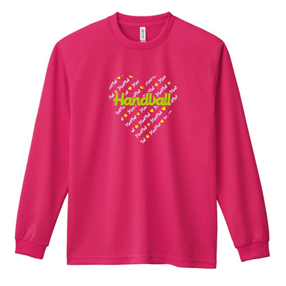 ハンドボール ロック風ハートの Handball 吸水速乾ドライロングTシャツ