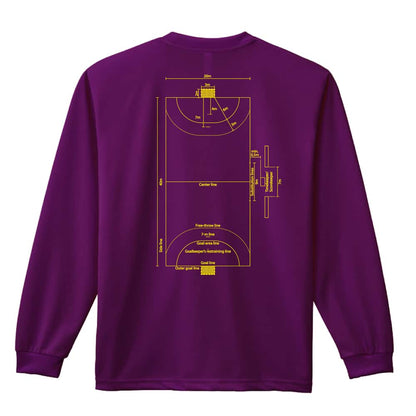 ハンドボール ハンドボールコート ディメンションダイアグラム 吸水速乾ドライロングTシャツ