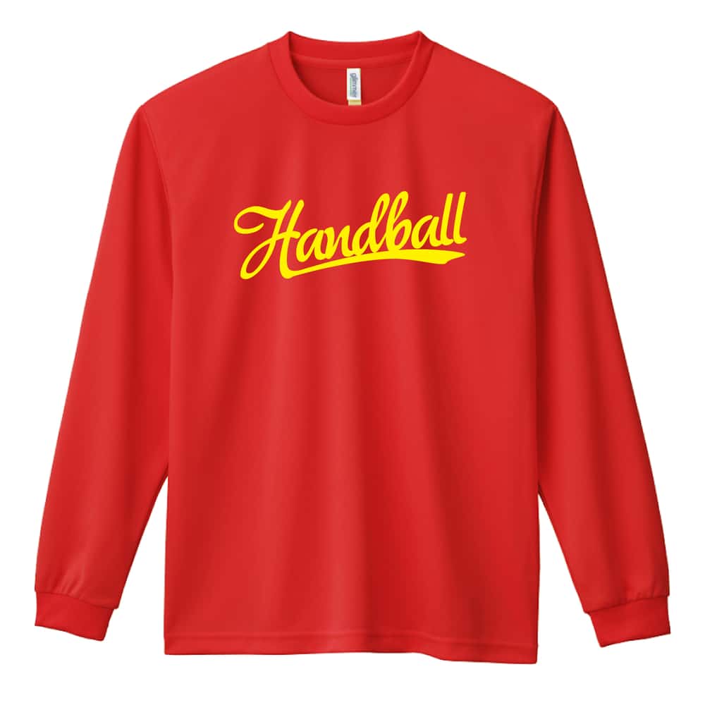 ハンドボール ベースボールロゴ風 Handball 吸水速乾ドライロングTシャツ