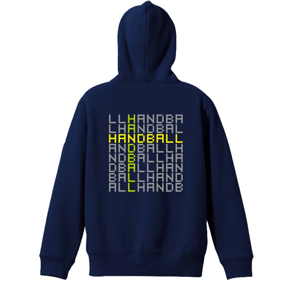 ハンドボール デジタルテキストな HANDBALL 裏パイルジップパーカー