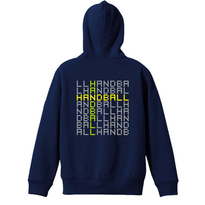 ハンドボール デジタルテキストな HANDBALL 裏パイルジップパーカー