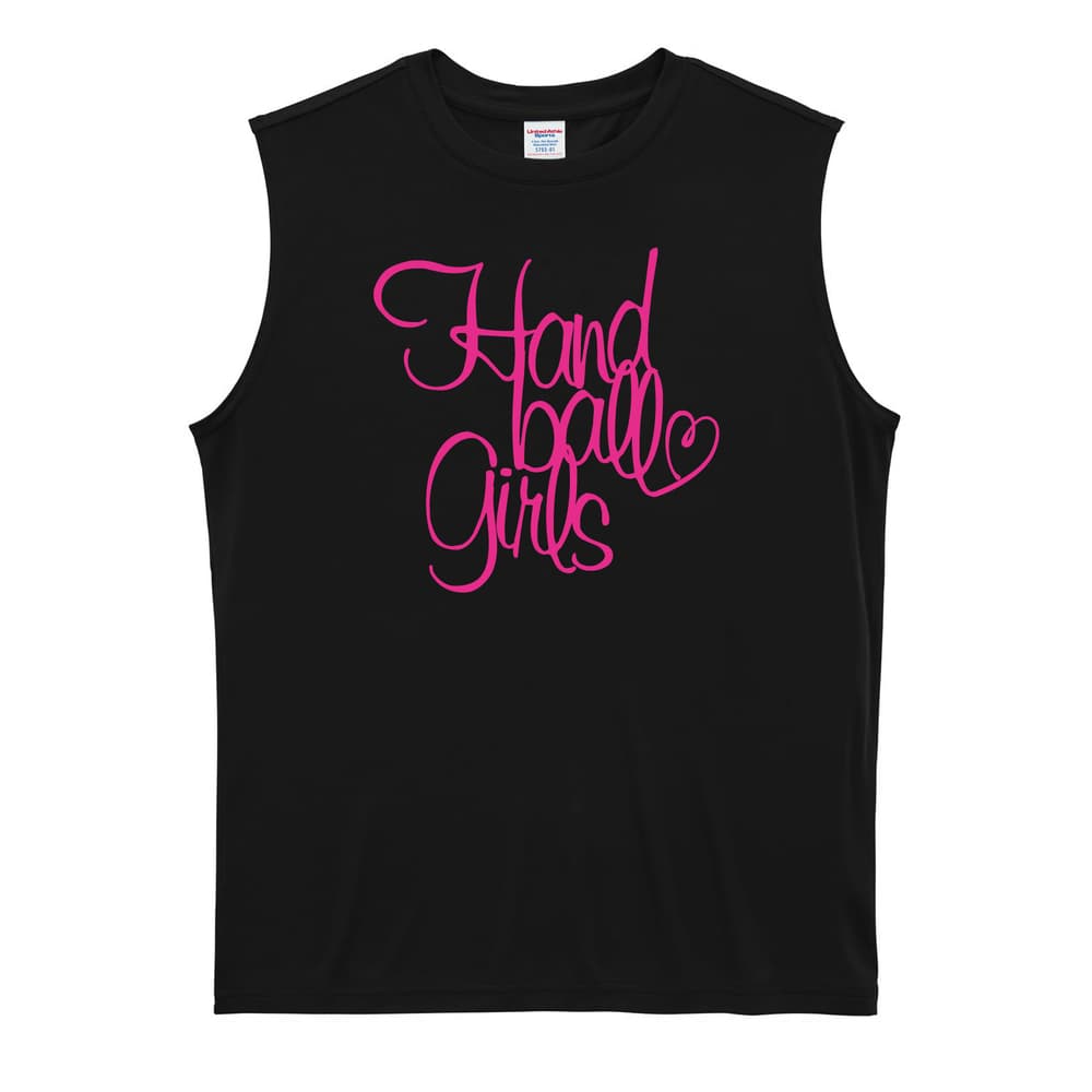 ハンドボール 手描きの Handball Girls リサイクルポリエステル ノースリーブシャツ
