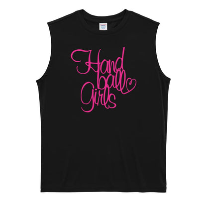 ハンドボール 手描きの Handball Girls リサイクルポリエステル ノースリーブシャツ