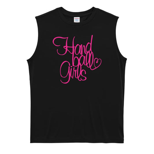 ハンドボール 手描きの Handball Girls リサイクルポリエステル ノースリーブシャツ