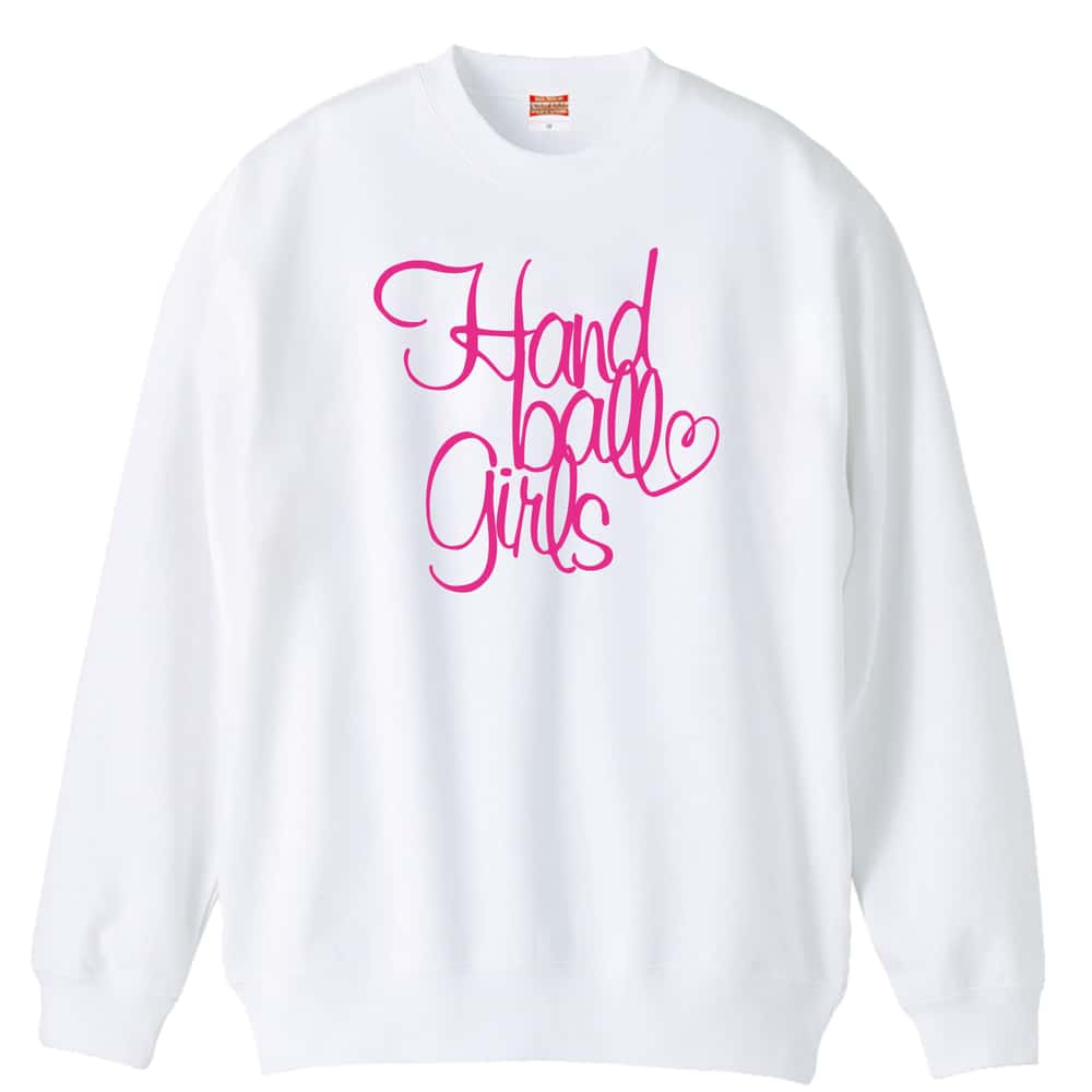 ハンドボール 手描きの Handball Girls 裏パイルスウェットトレーナー