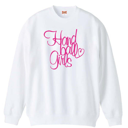 ハンドボール 手描きの Handball Girls 裏パイルスウェットトレーナー