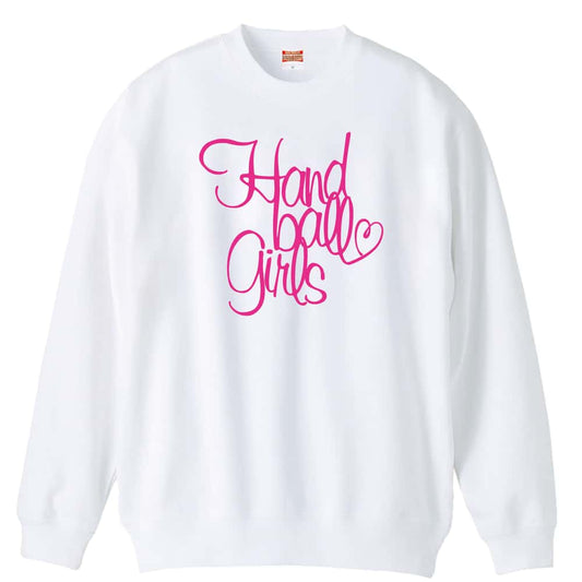 ハンドボール 手描きの Handball Girls 裏パイルスウェットトレーナー