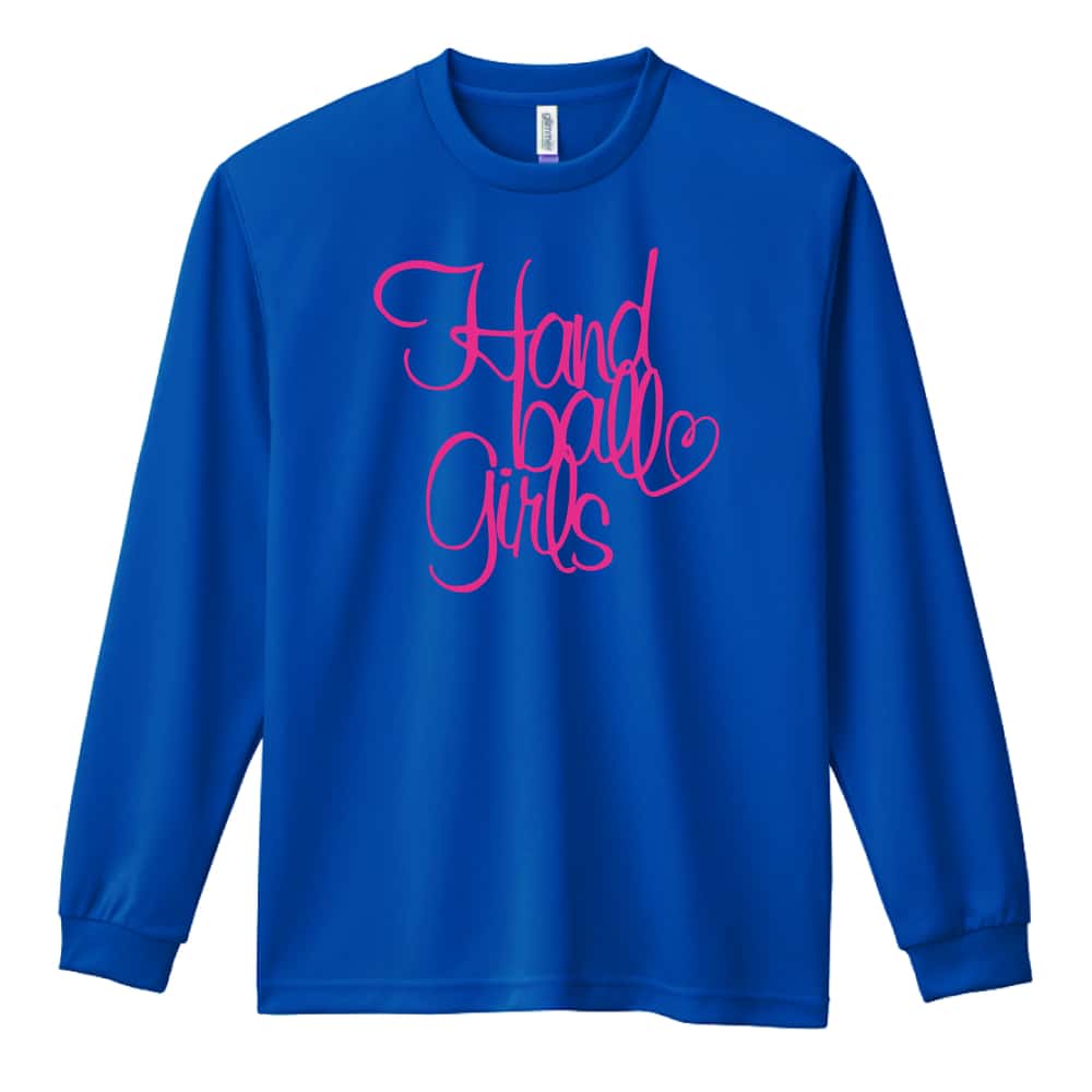 ハンドボール 手描きの Handball Girls 吸水速乾ドライロングTシャツ