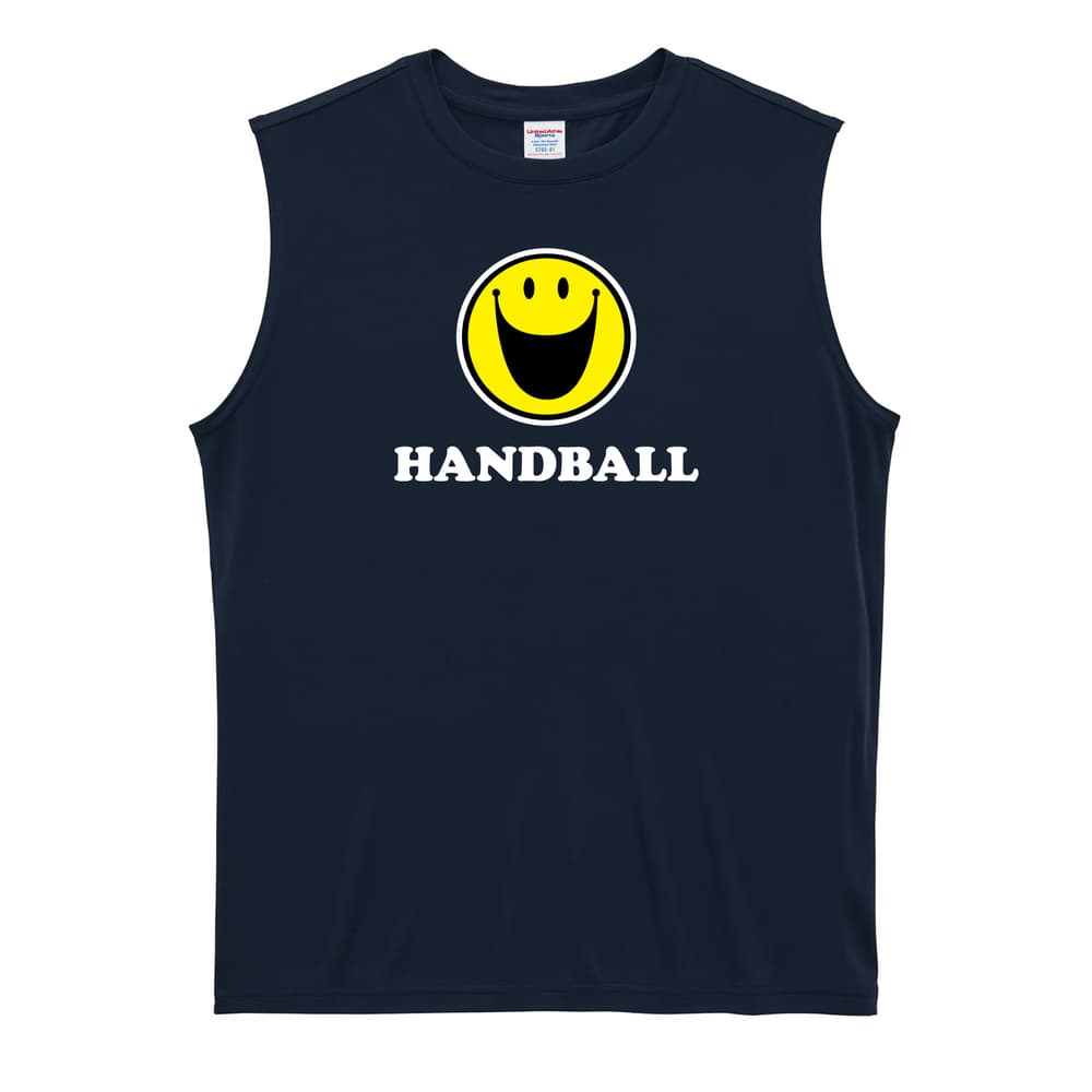ハンドボール シンプルスマイリーフェイス HANDBALL リサイクルポリエステル ノースリーブシャツ