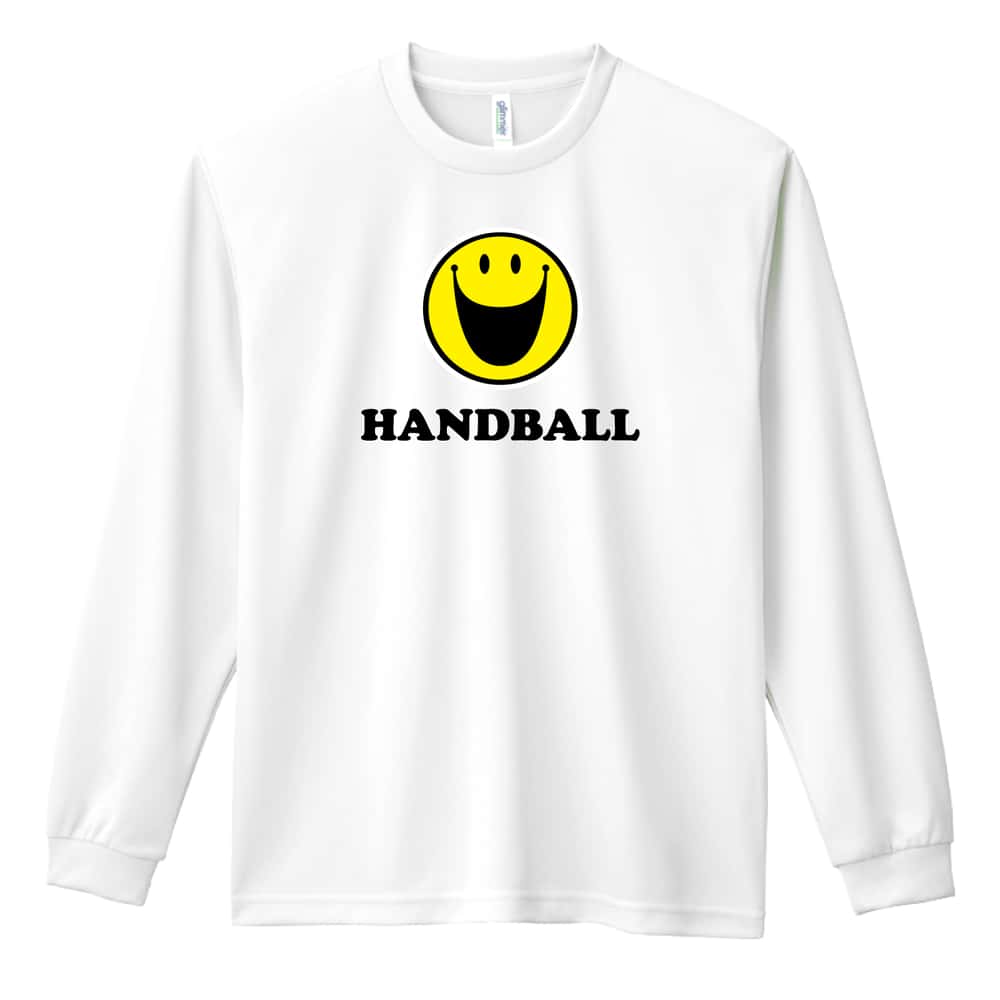 ハンドボール シンプルスマイリーフェイス HANDBALL 吸水速乾ドライロングTシャツ