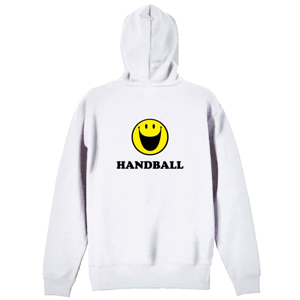 ハンドボール シンプルスマイリーフェイス HANDBALL 裏パイルジップパーカー