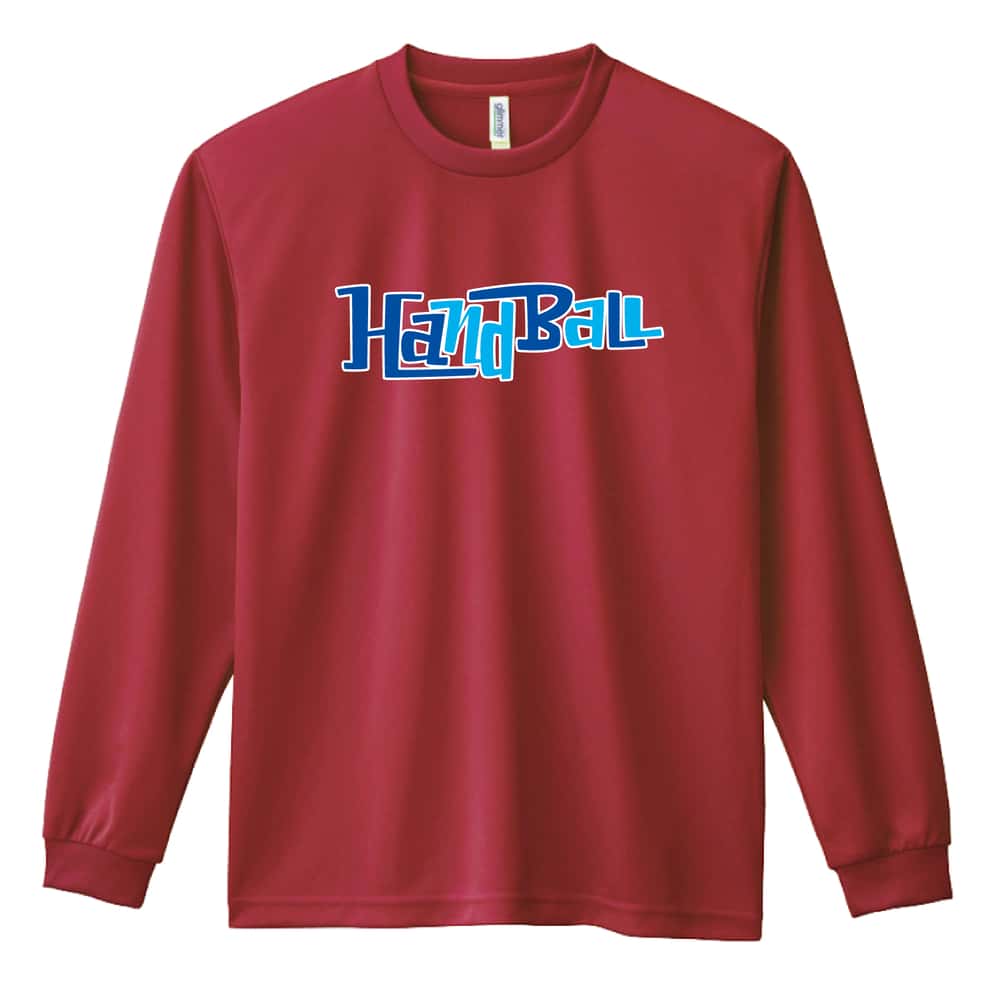ハンドボール カートゥーンタイトル風ファンキー Handball 吸水速乾ドライロングTシャツ