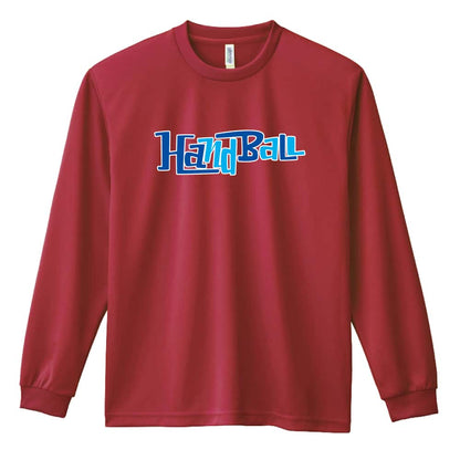 ハンドボール カートゥーンタイトル風ファンキー Handball 吸水速乾ドライロングTシャツ