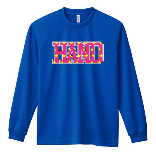 ハンドボール アメリカンテイストな HAND 吸水速乾ドライロングTシャツ