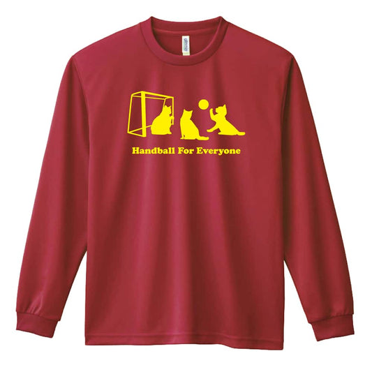 ハンドボール ネコたちのハンドボール 吸水速乾ドライロングTシャツ