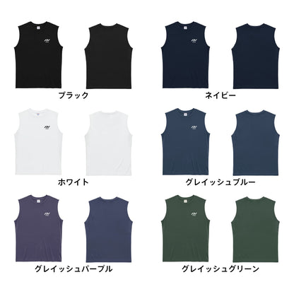 AW (エーダブ) ワンポイントロゴ 前面 単色 リサイクルポリエステル ノースリーブシャツ カラーバリエーション一覧