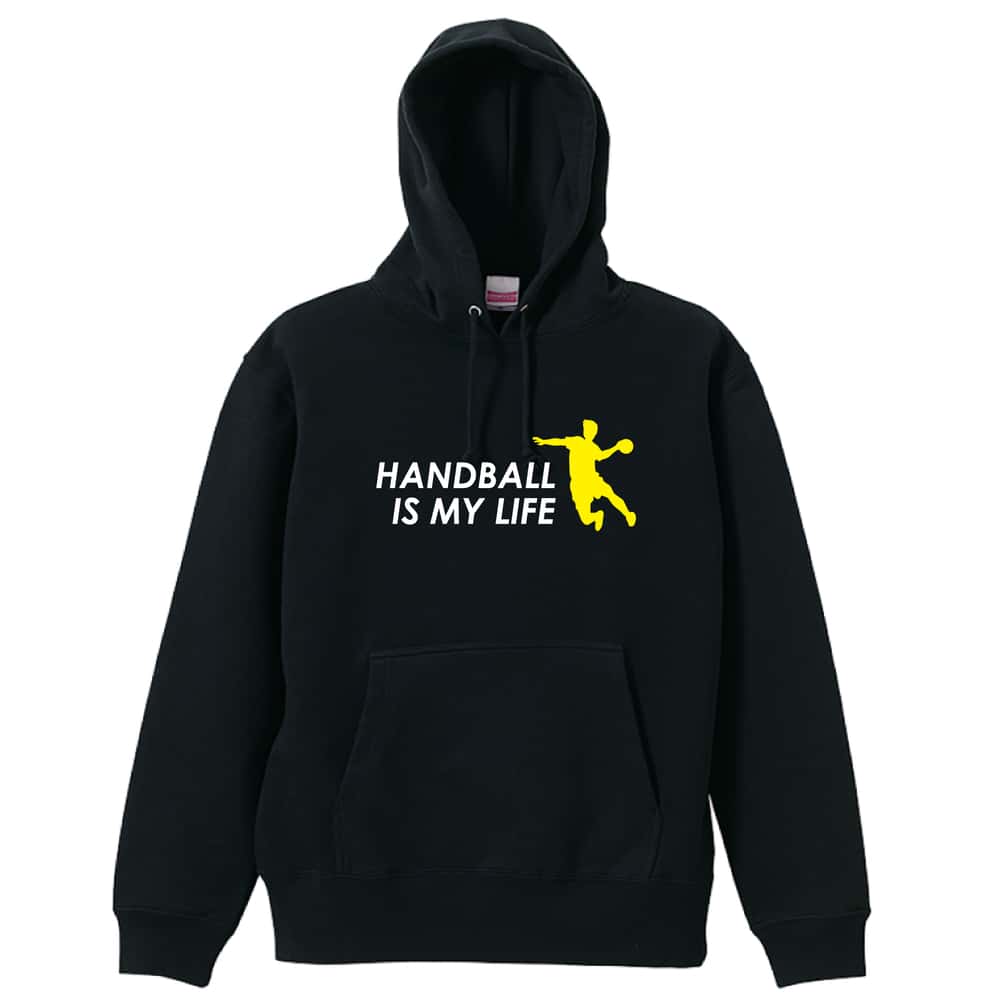 ハンドボール HANDBALL IS MY LIFE シルエット 裏パイルプルオーバーパーカー