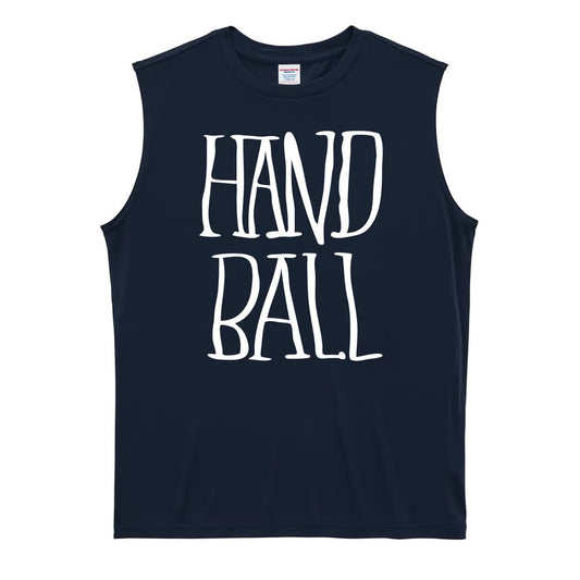 ハンドボール 手描きの縦長 HANDBALL リサイクルポリエステル ノースリーブシャツ