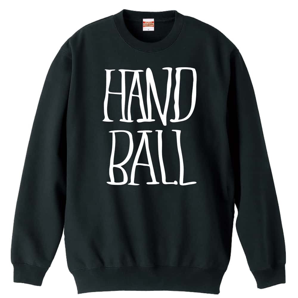 ハンドボール 手描きの縦長 HANDBALL 裏パイルスウェットトレーナー