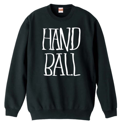 ハンドボール 手描きの縦長 HANDBALL 裏パイルスウェットトレーナー