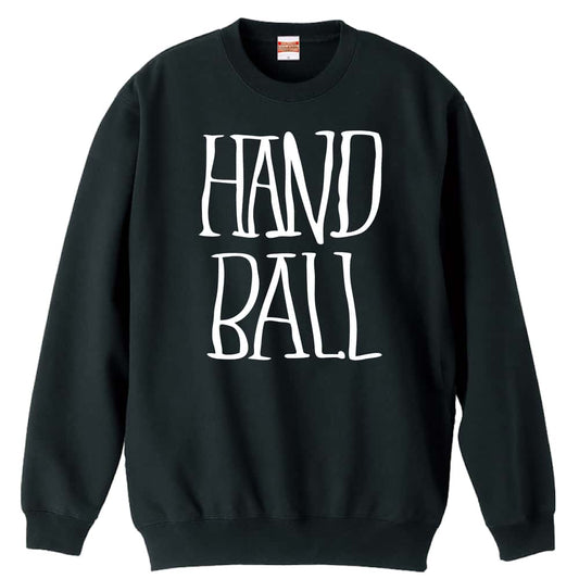ハンドボール 手描きの縦長 HANDBALL 裏パイルスウェットトレーナー