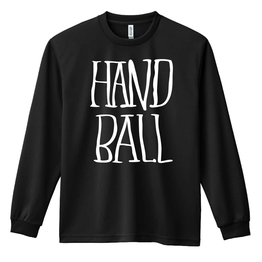 ハンドボール 手描きの縦長 HANDBALL 吸水速乾ドライロングTシャツ