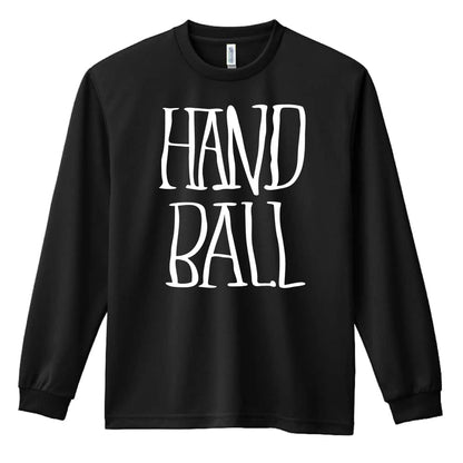 ハンドボール 手描きの縦長 HANDBALL 吸水速乾ドライロングTシャツ