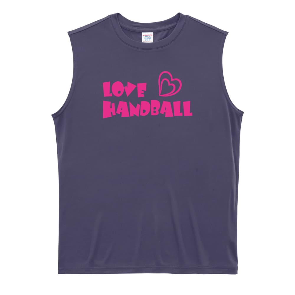 ハンドボール LOVE HANDBALL カートゥーンロゴ リサイクルポリエステル ノースリーブシャツ