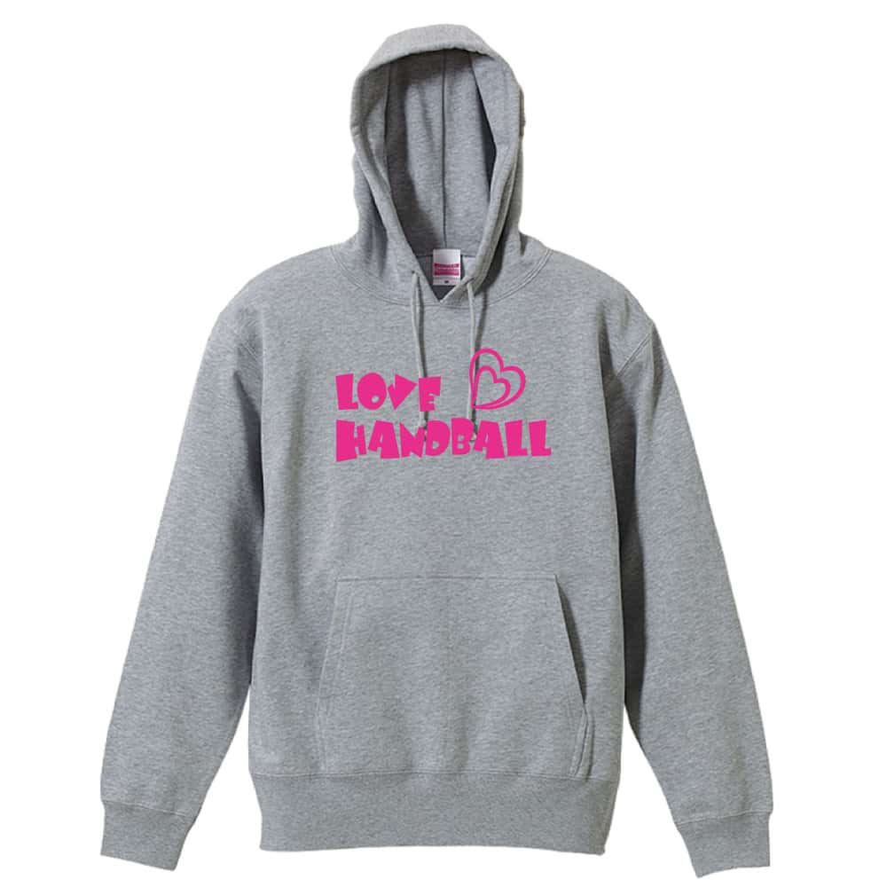 ハンドボール LOVE HANDBALL カートゥーンロゴ 裏パイルプルオーバーパーカー