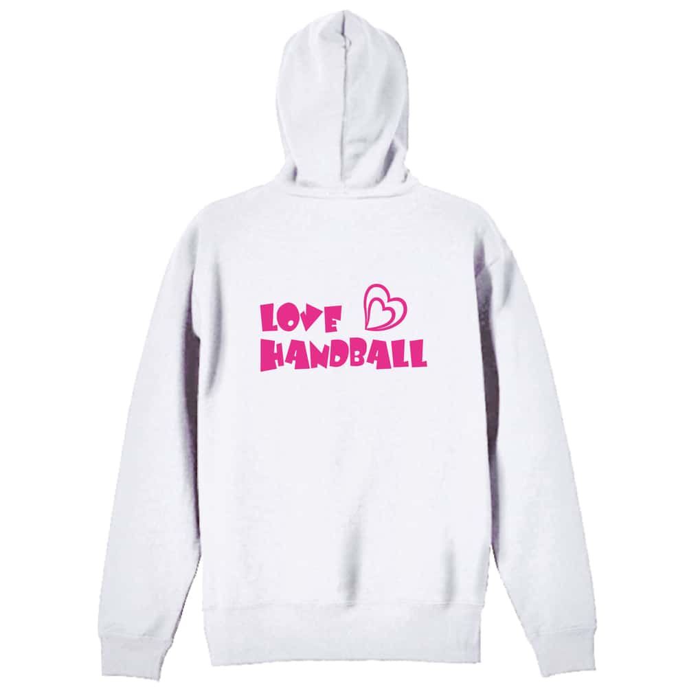 ハンドボール LOVE HANDBALL カートゥーンロゴ 裏パイルジップパーカー