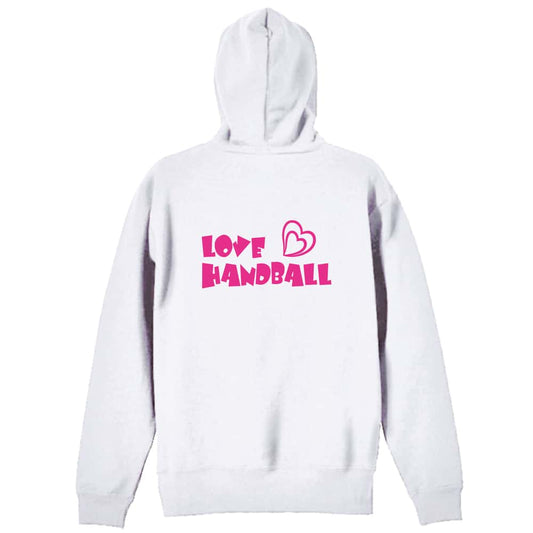 ハンドボール LOVE HANDBALL カートゥーンロゴ 裏パイルジップパーカー