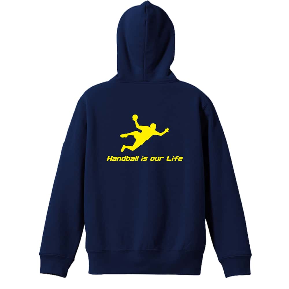 ハンドボール Handball is our Life シュート 裏パイルジップパーカー