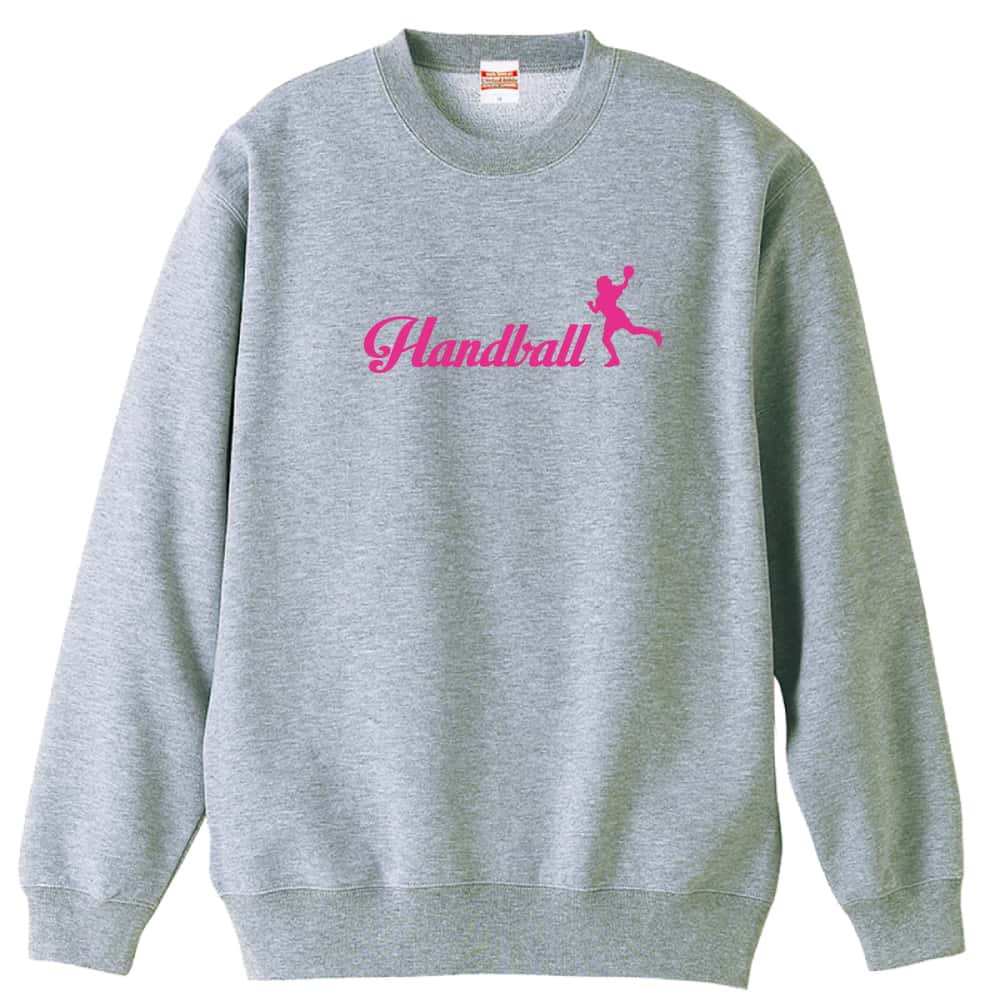 ハンドボール Handball 女の子シルエットデザイン 裏パイルスウェットトレーナー
