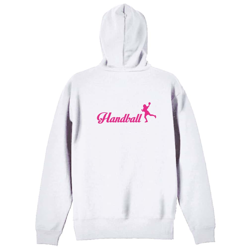 ハンドボール Handball 女の子シルエットデザイン 裏パイルジップパーカー