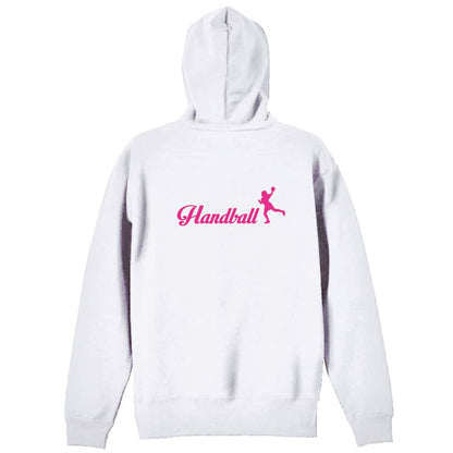 ハンドボール Handball 女の子シルエットデザイン 裏パイルジップパーカー