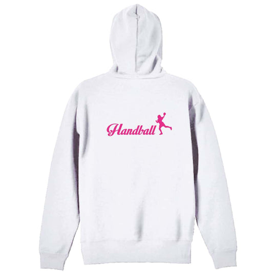ハンドボール Handball 女の子シルエットデザイン 裏パイルジップパーカー