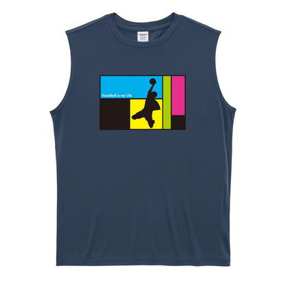 ハンドボール Handball is my Life 男性シルエット リサイクルポリエステル ノースリーブシャツ
