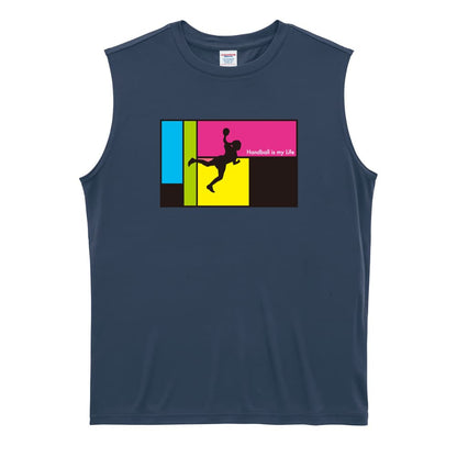 ハンドボール Handball is my Life 女性シルエット リサイクルポリエステル ノースリーブシャツ