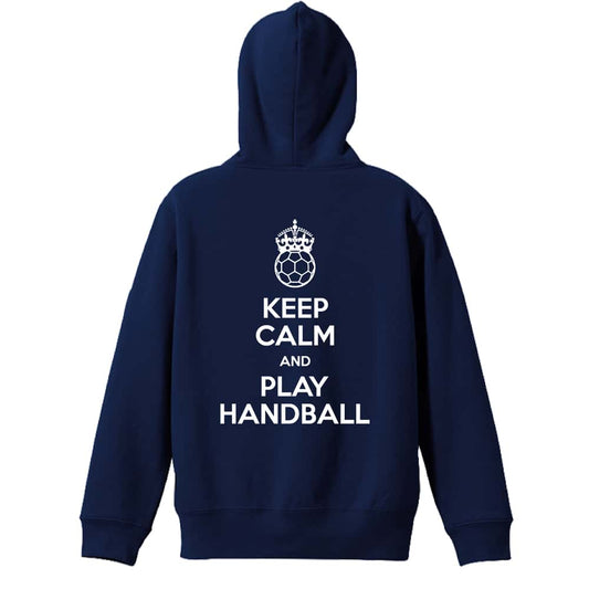 ハンドボール KEEP CALM AND PLAY HANDBALL 裏パイルプルオーバーパーカー