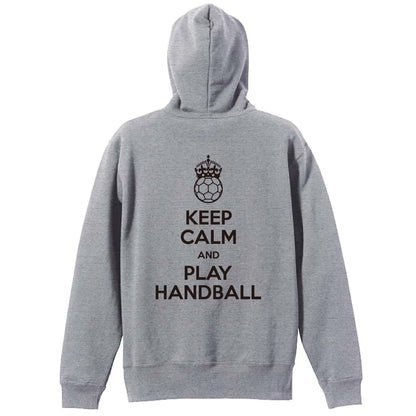 ハンドボール KEEP CALM AND PLAY HANDBALL 裏パイルジップパーカー