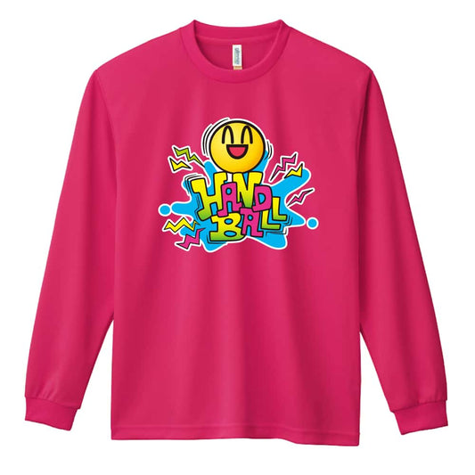 ハンドボール ファンキースマイリーフェイス HANDBALL 吸水速乾ドライロングTシャツ