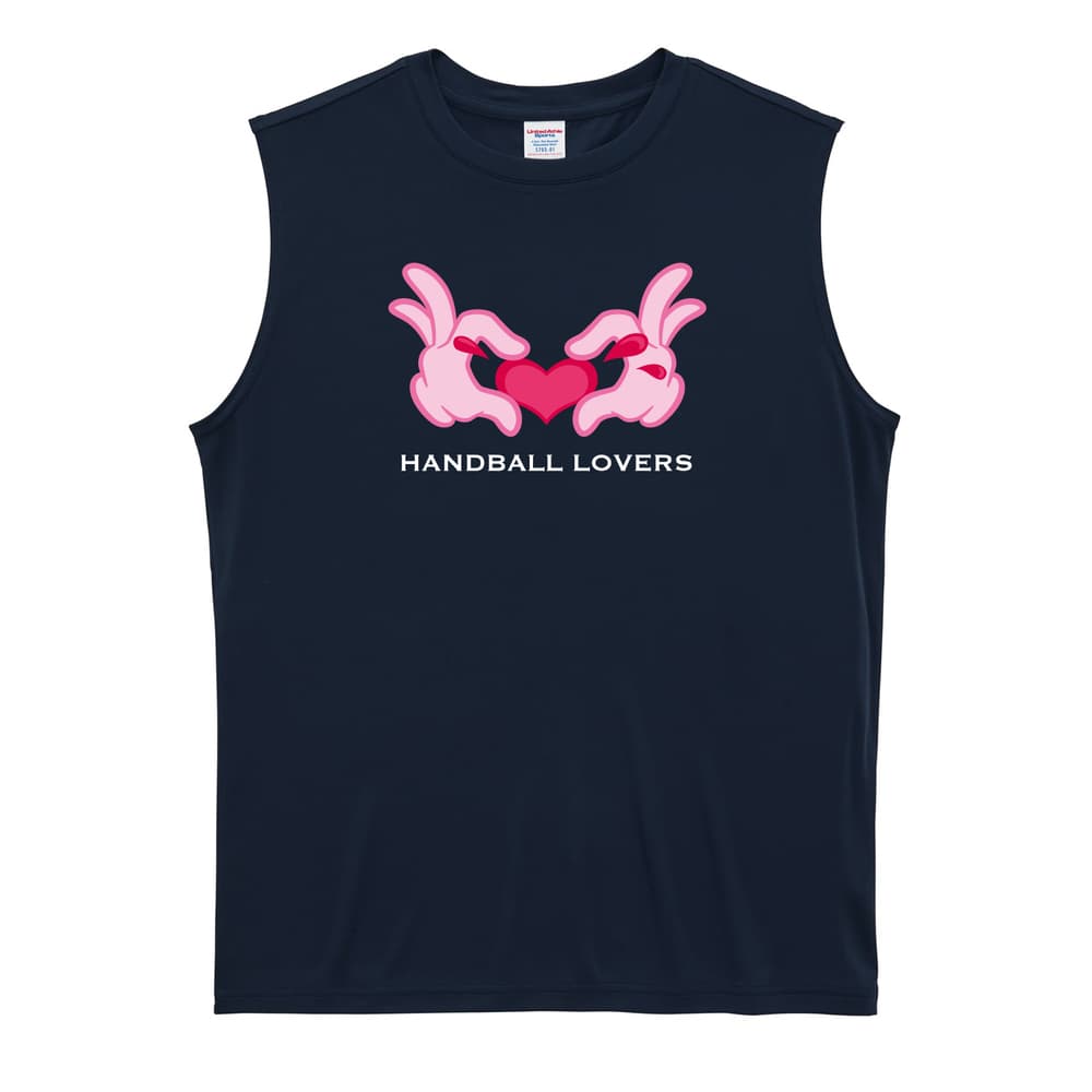 ハンドボール カートゥーンハートの HANDBALL LOVERS リサイクルポリエステル ノースリーブシャツ