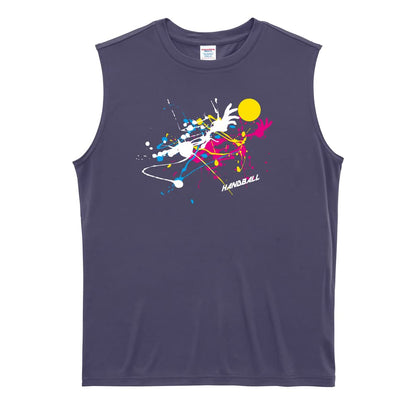 ハンドボール ペンキアートな HANDBALL リサイクルポリエステル ノースリーブシャツ