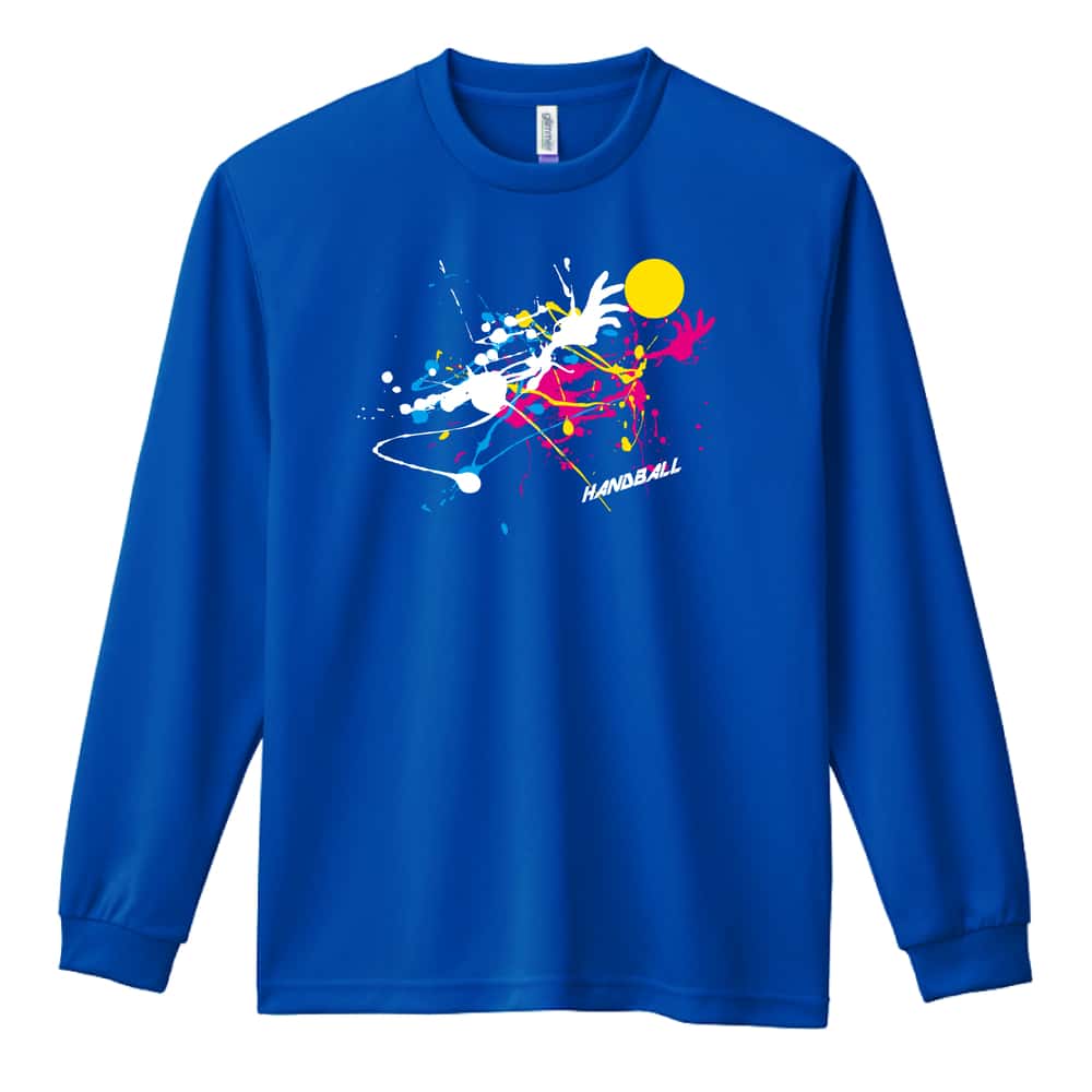ハンドボール ペンキアートな HANDBALL 吸水速乾ドライロングTシャツ